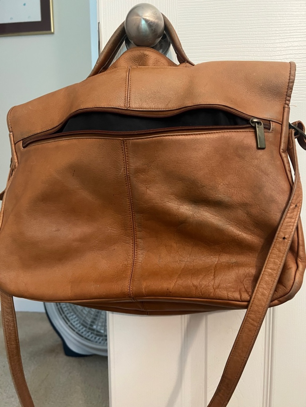 Classic Cognac Leather Crossbody Bag
